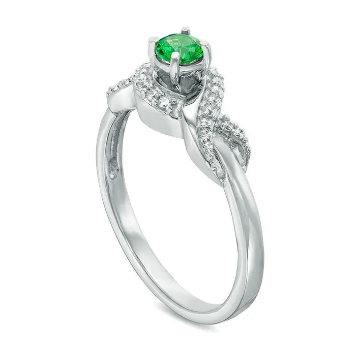 40mm LabCreated Emerald and 010 CT TW Diamond Infinity Wrapped Promise Ring in Sterling Silver Goldia Rings 40mm LabCreated Emerald and 010 CT TW Diamond Infinity Wrapped Promise Ring in Sterling Silver Goldia Rings