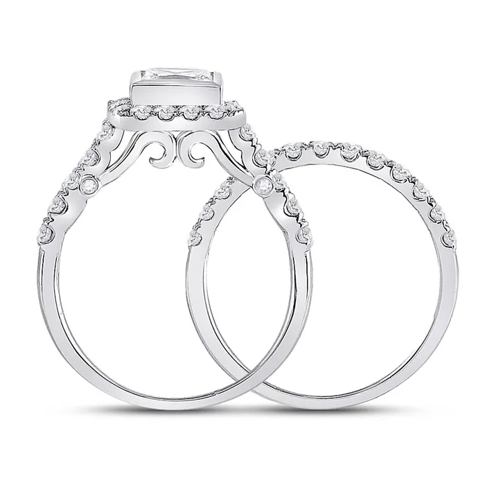 gndatlanta Rings 14k White Gold Princess Diamond Bridal Wedding Ring Set 2 Cttw Certified