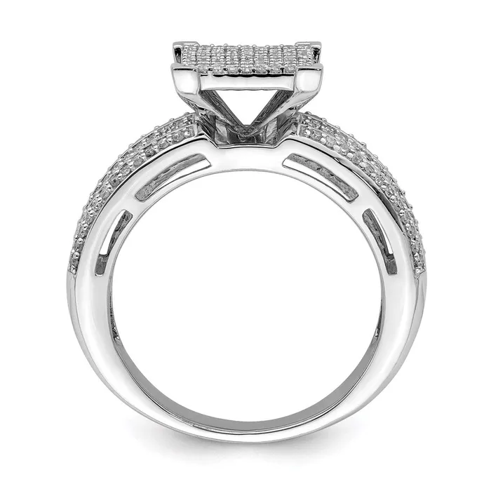 Goldia Rings Sterling Silver Rhodium Plated Diamond Square Ring