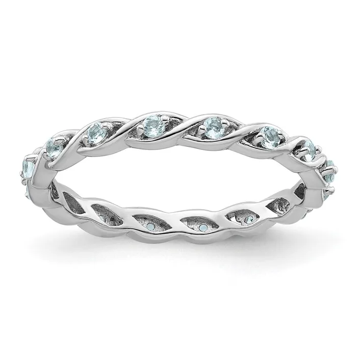 Goldia Rings Sterling Silver Stackable Expressions Aquamarine Ring