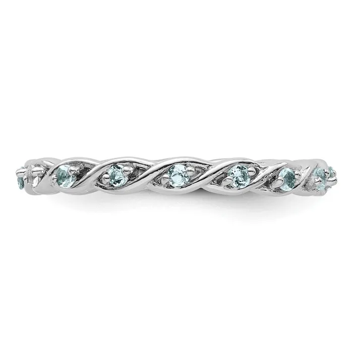 Goldia Rings Sterling Silver Stackable Expressions Aquamarine Ring