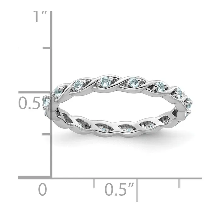 Goldia Rings Sterling Silver Stackable Expressions Aquamarine Ring