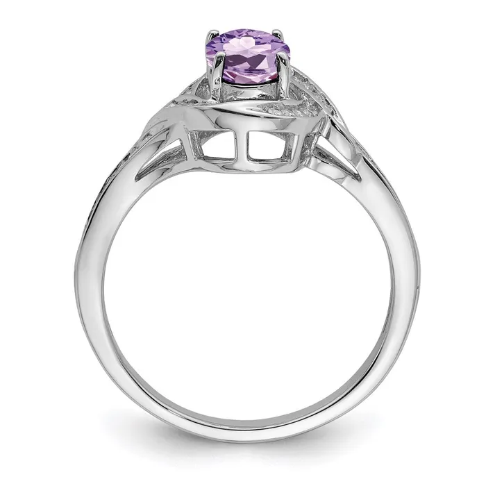 Goldia Sterling Silver Rhodium Pink Quartz u0026 Diamond Ring Rings