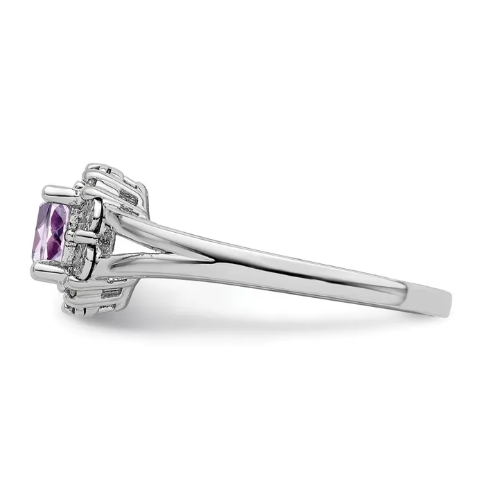 Goldia Sterling Silver Rhodium Pink Quartz u0026 Diamond Ring Rings