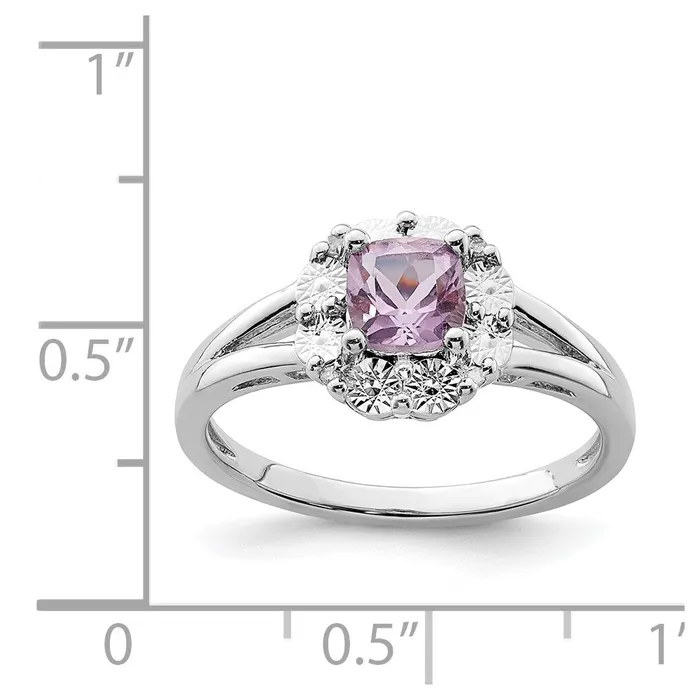 Goldia Sterling Silver Rhodium Pink Quartz u0026 Diamond Ring Rings