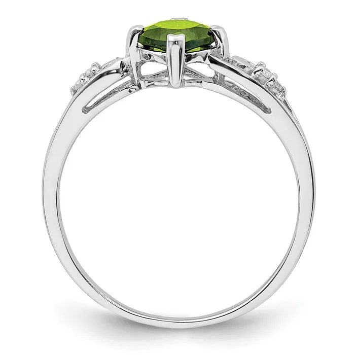 Goldia Sterling Silver Rhodium Plated Diamond and Peridot Cushion Ring Rings