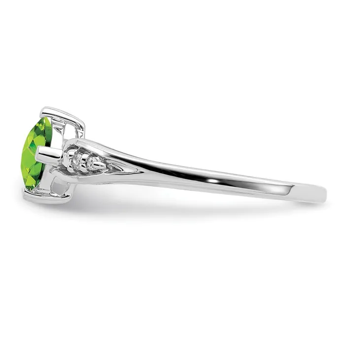 Goldia Sterling Silver Rhodium Plated Diamond and Peridot Cushion Ring Rings
