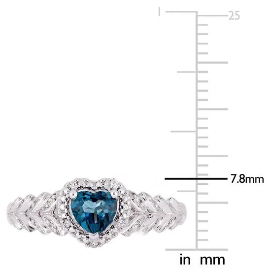 JMS always Rings Original Amour 12 CT TGW LondonBlue Topaz and Diamond Halo Heart Ring in 10k White Gold JMS005027 JMS always Rings Original Amour 12 CT TGW LondonBlue Topaz and Diamond Halo Heart Ring in 10k White Gold JMS005027