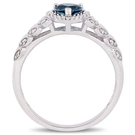 JMS always Rings Original Amour 12 CT TGW LondonBlue Topaz and Diamond Halo Heart Ring in 10k White Gold JMS005027 JMS always Rings Original Amour 12 CT TGW LondonBlue Topaz and Diamond Halo Heart Ring in 10k White Gold JMS005027