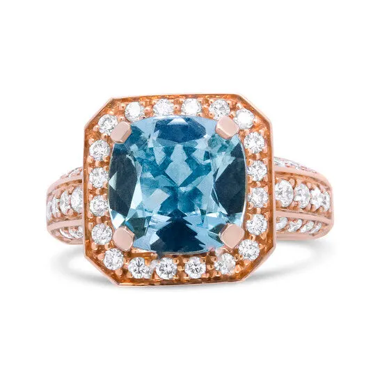 JMS always Rings Original Haus of Brilliance 18K Rose Gold 10x10mm Cushion Shaped Aquamarine and 1 18 Cttw Round Diamond Halo Ring FG Color VS1VS2 Clarity Ring Size 65 JMS always Rings Original Haus of Brilliance 18K Rose Gold 10x10mm Cushion Shaped Aquamarine and 1 18 Cttw Round Diamond Halo Ring FG Color VS1VS2 Clarity Ring Size 65