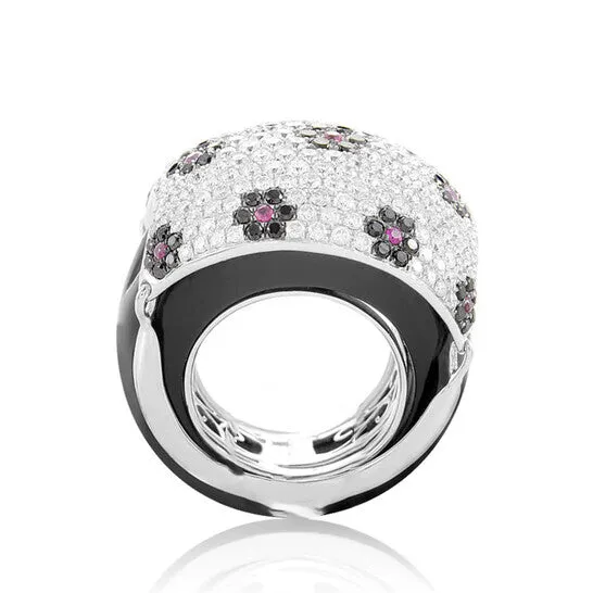 Original LB Exclusive 18K White Gold Floral Gemstone Pave Dome Ring JMS always Rings Original LB Exclusive 18K White Gold Floral Gemstone Pave Dome Ring JMS always Rings