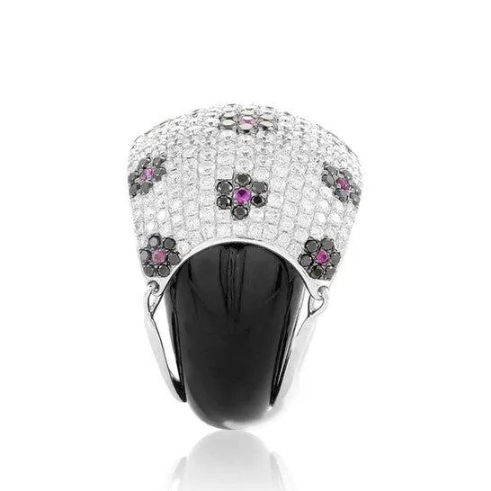 Original LB Exclusive 18K White Gold Floral Gemstone Pave Dome Ring JMS always Rings Original LB Exclusive 18K White Gold Floral Gemstone Pave Dome Ring JMS always Rings