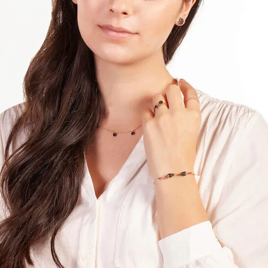 Original Sole du Soleil Lupine Collection Womens 18k RG Plated Black Stackable Pyramid Fashion Ring JMS always Rings