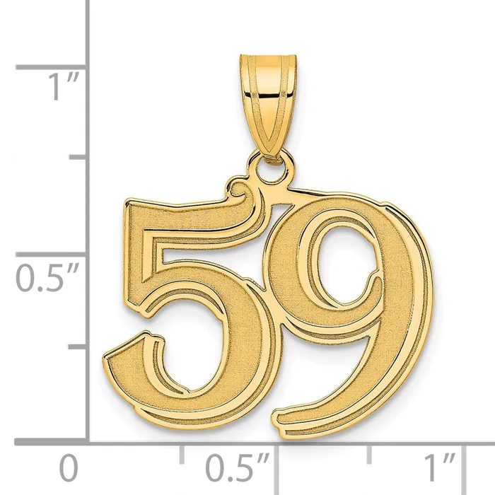 PreStyled Sets 14k Yellow Gold Polished Etched Number 59 Pendant Goldia