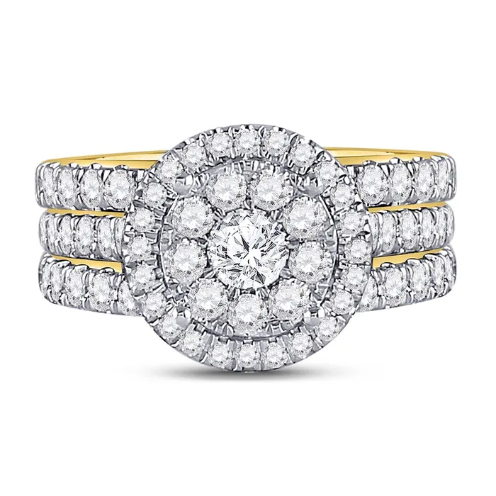 Rings gndatlanta 14k Yellow Gold Round Diamond Bridal Wedding Ring Set 2 Cttw Certified