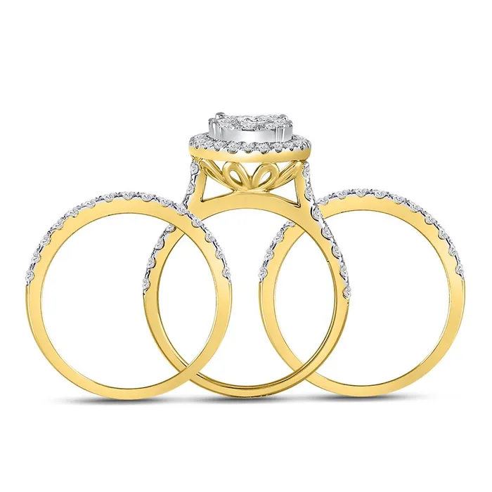 Rings gndatlanta 14k Yellow Gold Round Diamond Bridal Wedding Ring Set 2 Cttw Certified