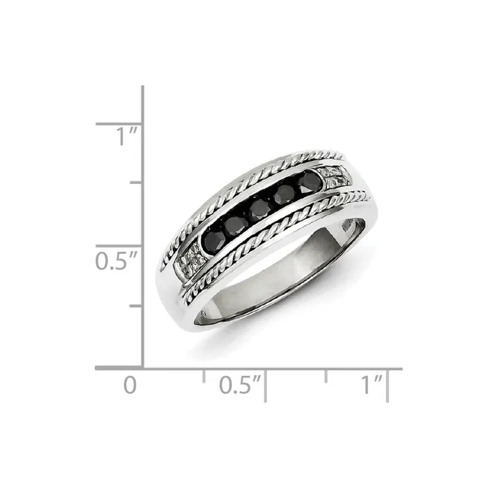 Rings Goldia Sterling Silver Black and White Diamond Mens Ring