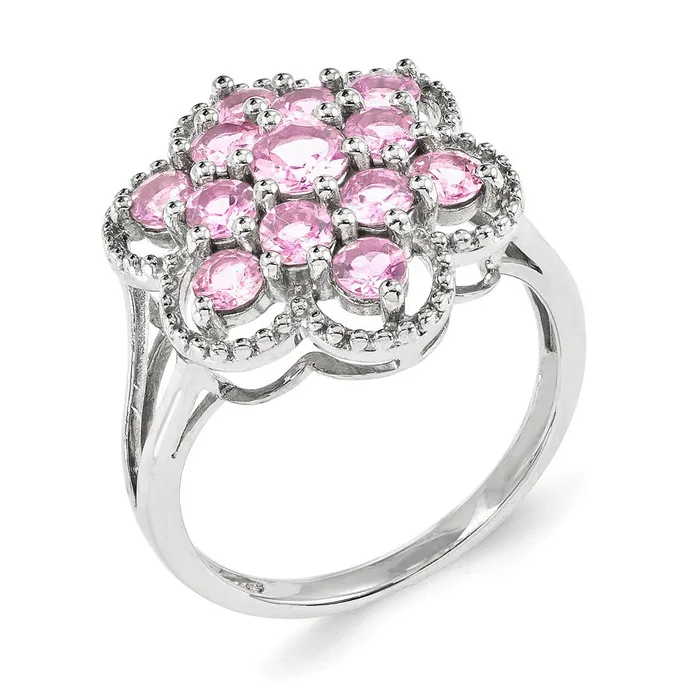 Rings Goldia Sterling Silver Pink Tourmaline Flower Ring
