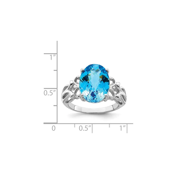 Rings Goldia Sterling Silver Rhodium Oval CheckerCut Blue Topaz Gemstone Birthstone Ring Fine Jewelry Gift for Her Rings Goldia Sterling Silver Rhodium Oval CheckerCut Blue Topaz Gemstone Birthstone Ring Fine Jewelry Gift for Her