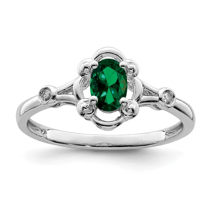 Rings Goldia Sterling Silver Rhodiumplated Created Emerald u0026 Diamond Ring Rings Goldia Sterling Silver Rhodiumplated Created Emerald u0026 Diamond Ring