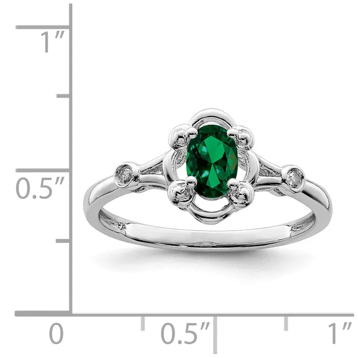 Rings Goldia Sterling Silver Rhodiumplated Created Emerald u0026 Diamond Ring