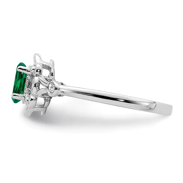 Rings Goldia Sterling Silver Rhodiumplated Created Emerald u0026 Diamond Ring