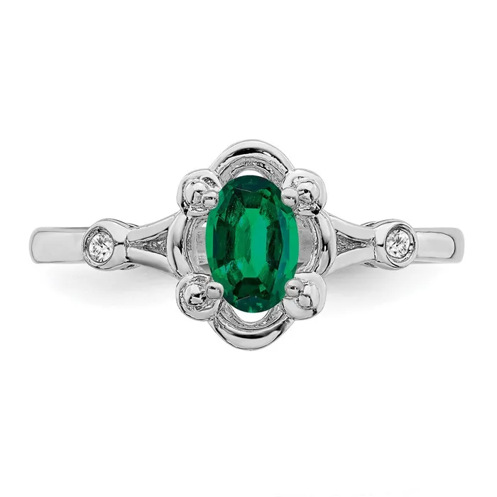 Rings Goldia Sterling Silver Rhodiumplated Created Emerald u0026 Diamond Ring