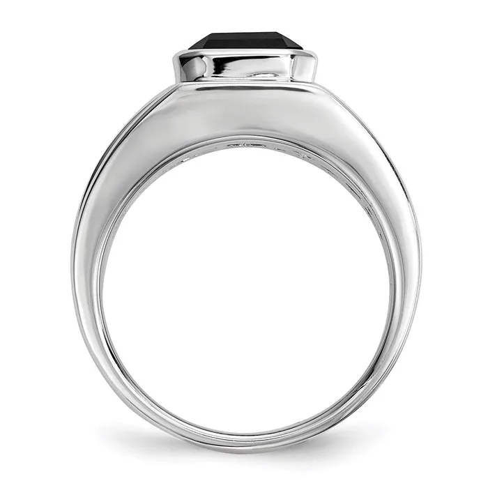 Rings Goldia Sterling Silver White Sapphire u0026 Onyx Square Mens Ring