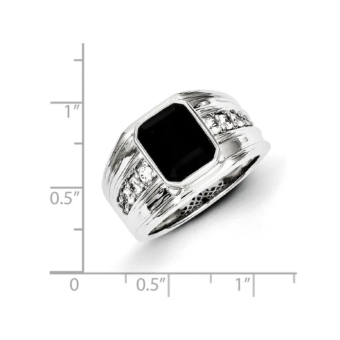 Rings Goldia Sterling Silver White Sapphire u0026 Onyx Square Mens Ring
