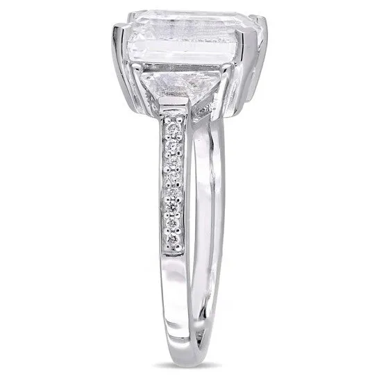 Rings JMS always Original Amour 5 15 CT TGW White Topaz and Diamond Accent Estate Ring in Sterling Silver Rings JMS always Original Amour 5 15 CT TGW White Topaz and Diamond Accent Estate Ring in Sterling Silver