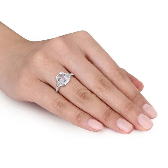 Rings JMS always Original Amour 5 15 CT TGW White Topaz and Diamond Accent Estate Ring in Sterling Silver Rings JMS always Original Amour 5 15 CT TGW White Topaz and Diamond Accent Estate Ring in Sterling Silver