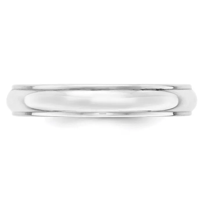 Solid 18K White Gold 4mm Half Round with Edge MensWomens Wedding Band Ring Size 9 Goldia Rings