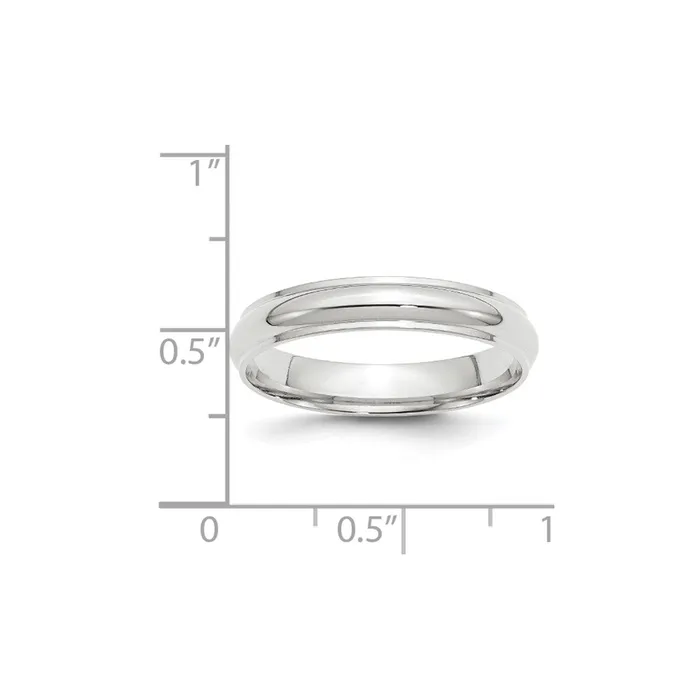 Solid 18K White Gold 4mm Half Round with Edge MensWomens Wedding Band Ring Size 9 Goldia Rings