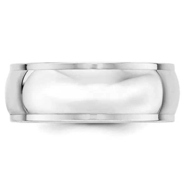 Solid 18K White Gold 8mm Half Round with Edge MensWomens Wedding Band Ring Size 12 Goldia Rings Solid 18K White Gold 8mm Half Round with Edge MensWomens Wedding Band Ring Size 12 Goldia Rings