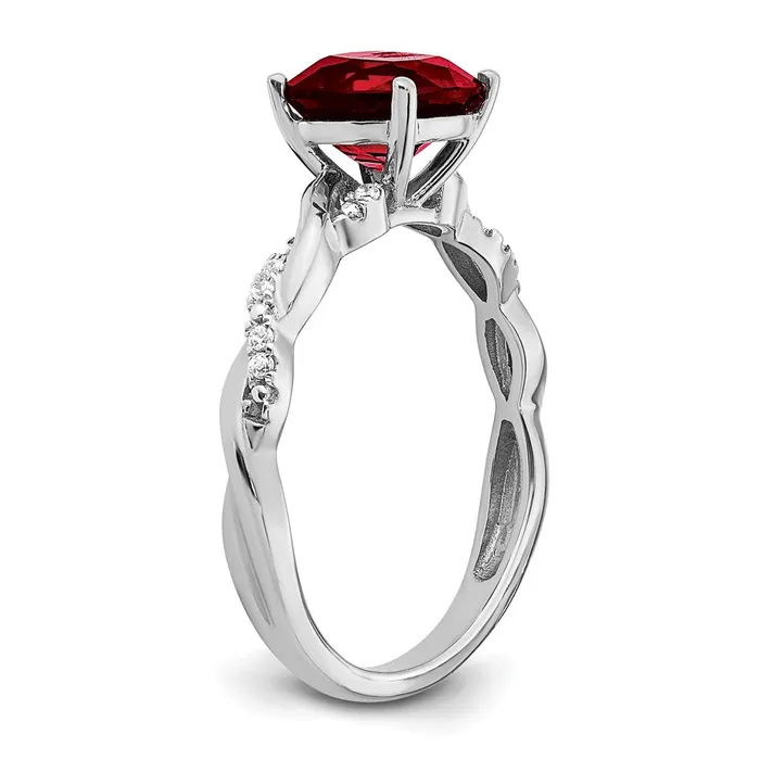 Sterling Silver Garnet and Diamond Ring Goldia Rings
