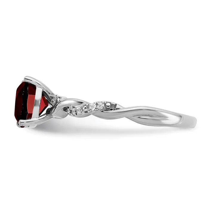 Sterling Silver Garnet and Diamond Ring Goldia Rings