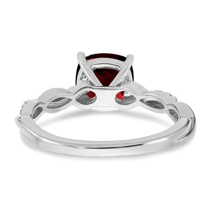 Sterling Silver Garnet and Diamond Ring Goldia Rings