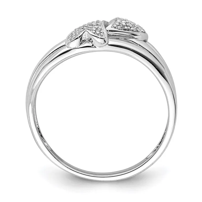 Sterling Silver Rhodium Plated Diamond Two Heart Ring Goldia Rings