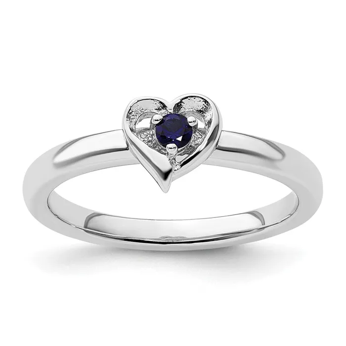 Sterling Silver Stackable Expressions Created Sapphire Heart Ring Goldia Rings Sterling Silver Stackable Expressions Created Sapphire Heart Ring Goldia Rings