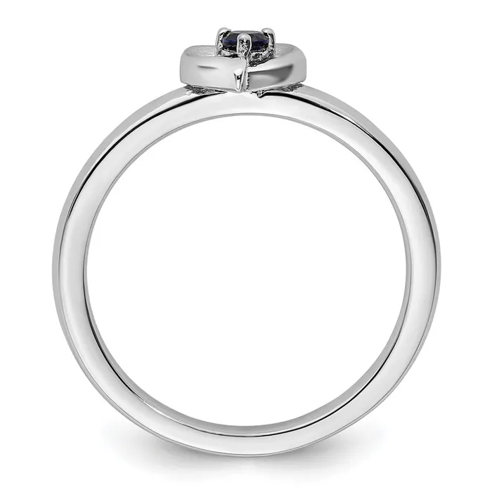 Sterling Silver Stackable Expressions Created Sapphire Heart Ring Goldia Rings