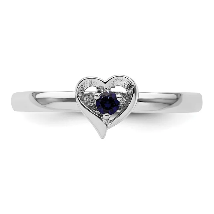 Sterling Silver Stackable Expressions Created Sapphire Heart Ring Goldia Rings