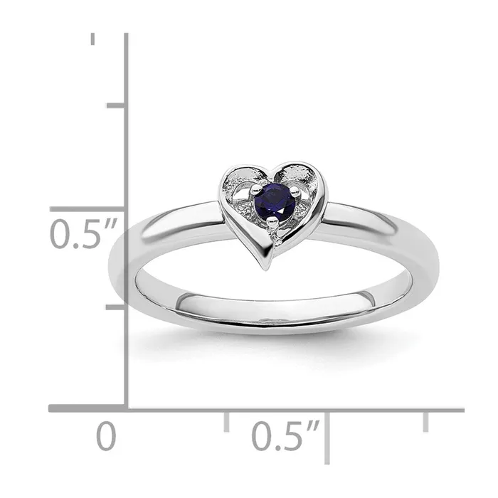 Sterling Silver Stackable Expressions Created Sapphire Heart Ring Goldia Rings