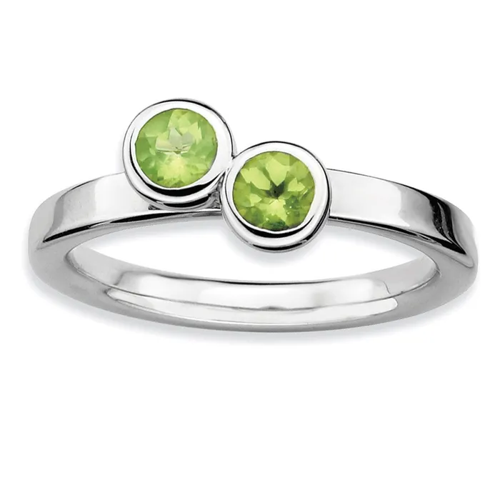 Sterling Silver Stackable Expressions Dbl Round Peridot Ring Goldia Rings