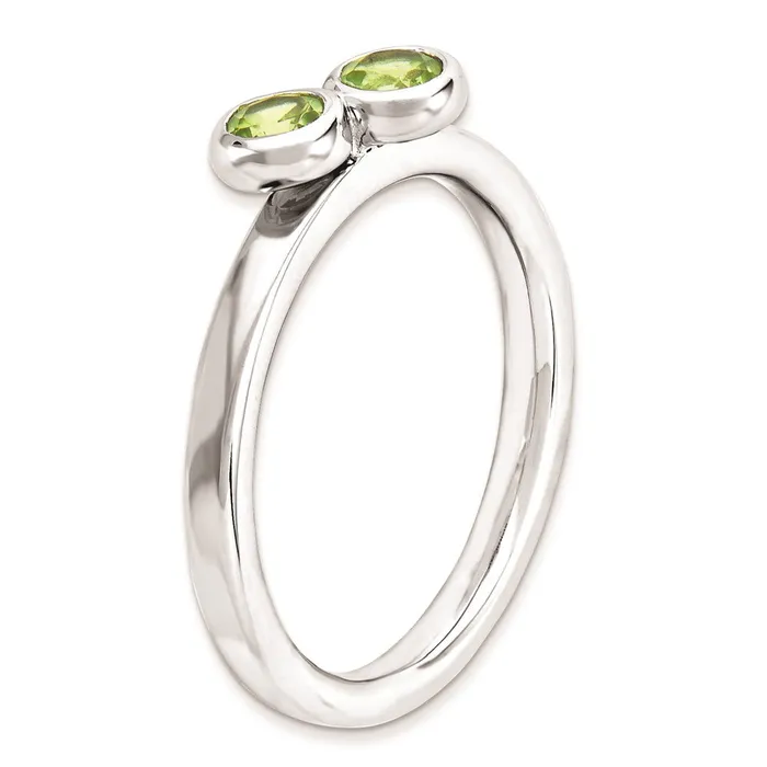 Sterling Silver Stackable Expressions Dbl Round Peridot Ring Goldia Rings