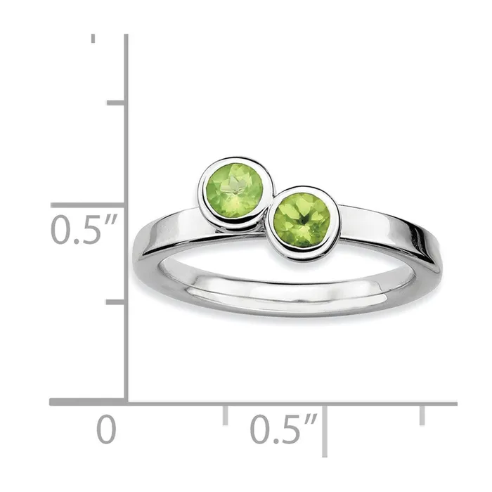 Sterling Silver Stackable Expressions Dbl Round Peridot Ring Goldia Rings