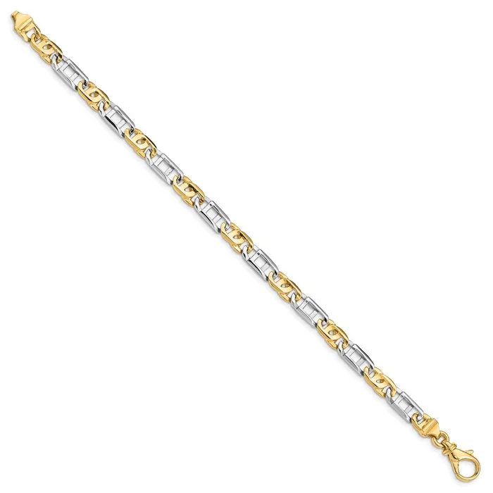 14K Twotone 75 inch 55mm Hand Polished Fancy Link with Fancy Lobster Clasp Bracelet TreasureFineJewelers Bracelets