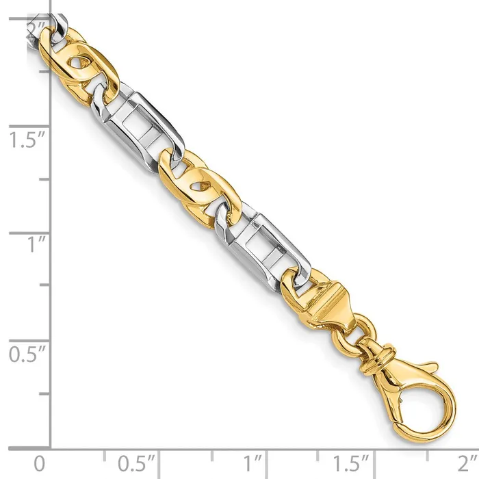 14K Twotone 75 inch 55mm Hand Polished Fancy Link with Fancy Lobster Clasp Bracelet TreasureFineJewelers Bracelets