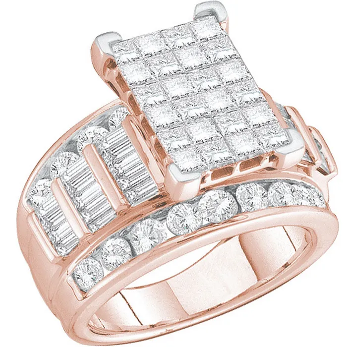 14kt rose gold womens princess diamond cluster bridal wedding engagement ring 200 cttw113485 North Arrow Shop Rings