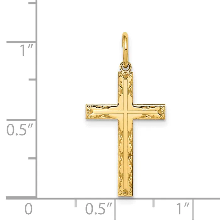 Necklaces TreasureFineJewelers 14k Yellow Gold Laser Designed Cross Pendant