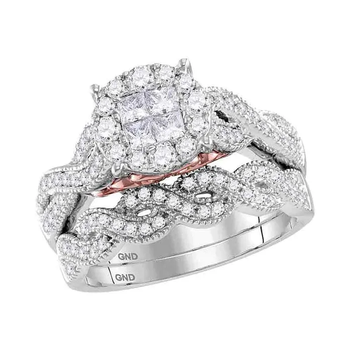 North Arrow Shop Rings 14kt white gold womens princess diamond soleil bridal wedding engagement ring band set 100 cttw117713